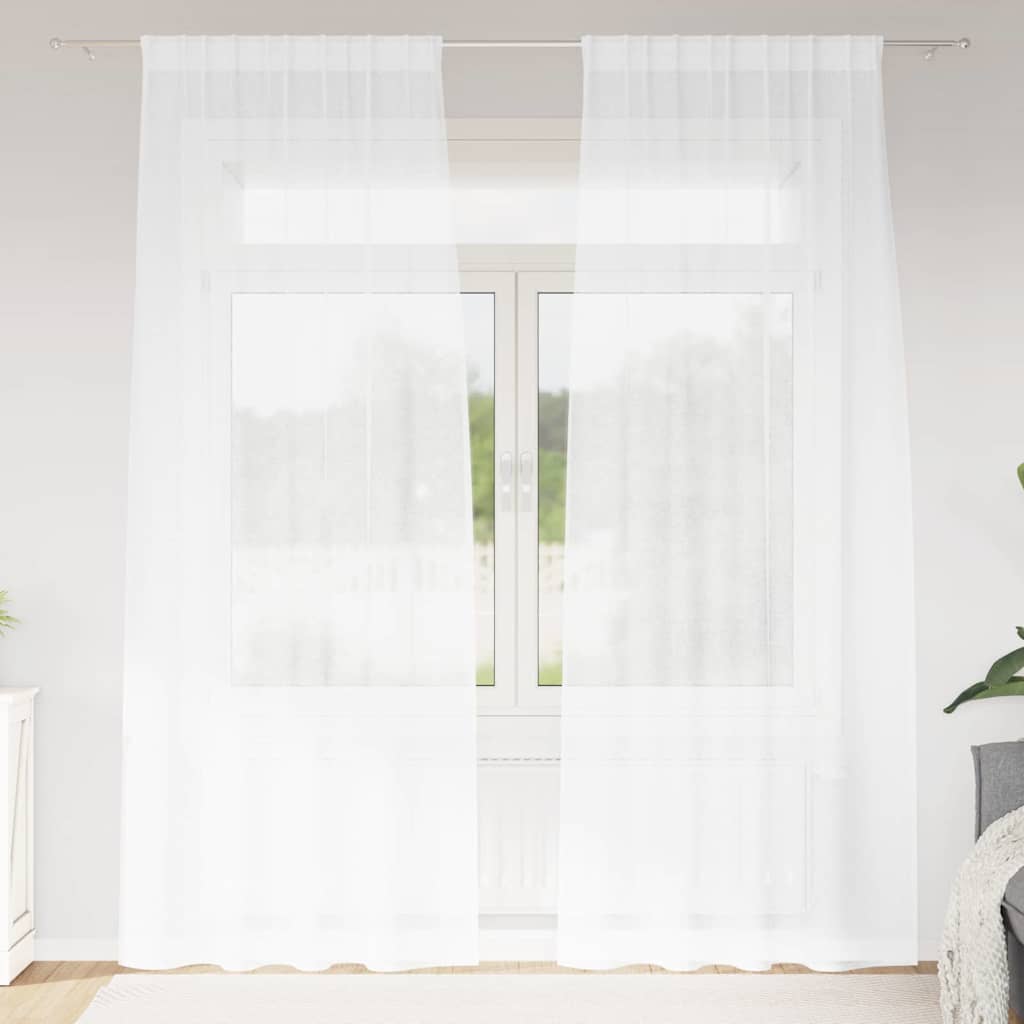 Vidaxl voile gordijn met gordijnen 2 pcs wit 225 x 140 cm polyester