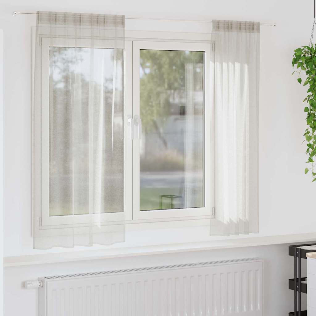 Vidaxl cortina de gasa con cortinas 2 piezas crema 175 x 140 cm poliéster