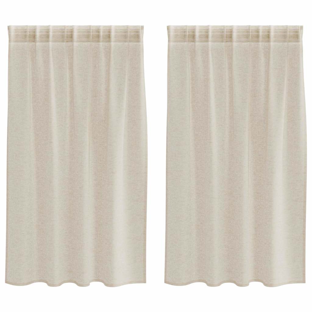 Vidaxl cortina de voile con cortinas 2 piezas arena 140 x 140 cm poliéster