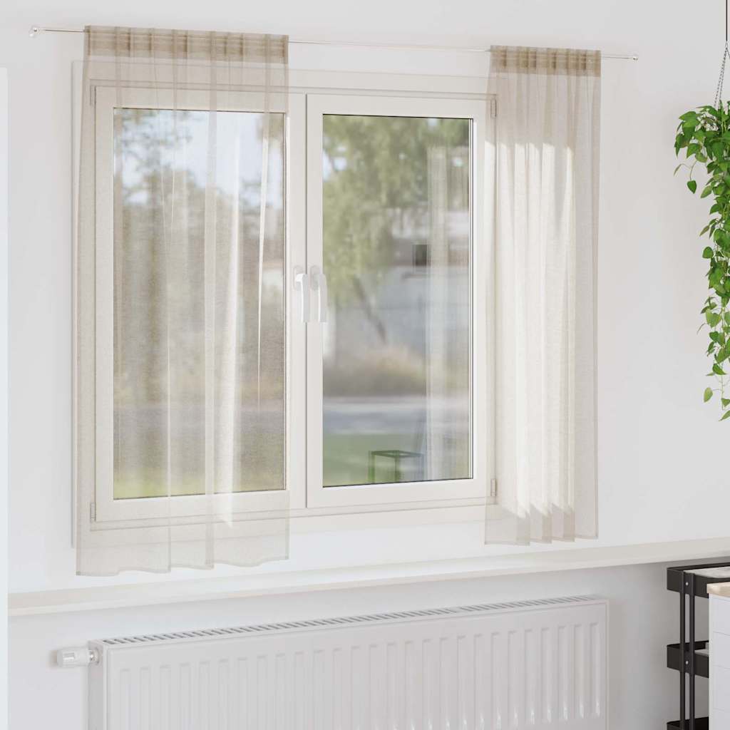 Vidaxl cortina de voile con cortinas 2 piezas arena 175 x 140 cm poliéster