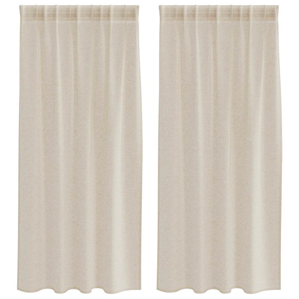 Vidaxl cortina de voile con cortinas 2 piezas arena 175 x 140 cm poliéster