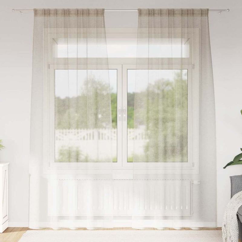 Vidaxl voile gordijn met gordijnen 2 pcs zand 225 x 140 cm polyester