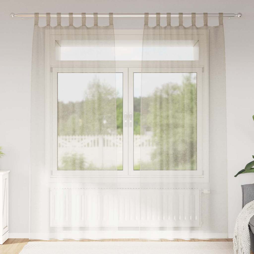 Vidaxl cortina de voile con cortinas 2 piezas arena 245 x 140 cm poliéster
