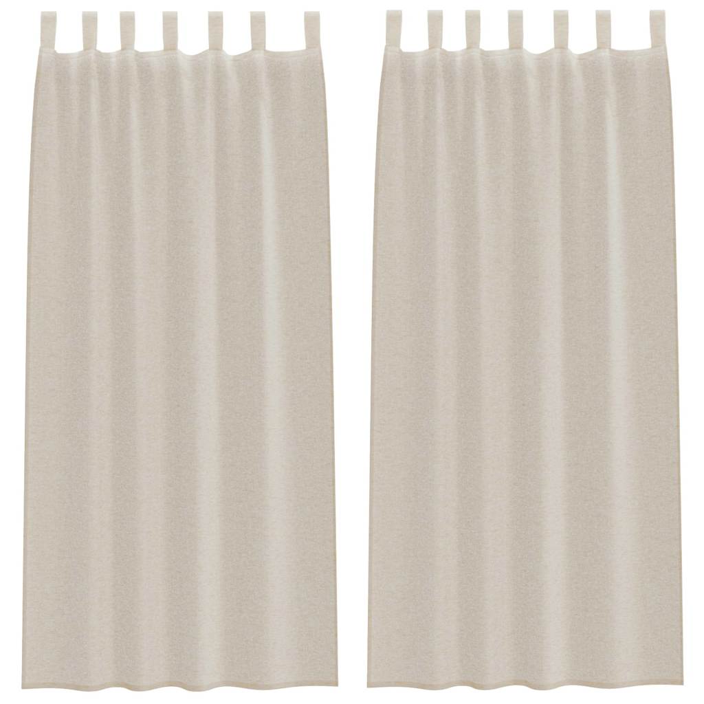 Vidaxl cortina de voile con cortinas 2 piezas arena 245 x 140 cm poliéster