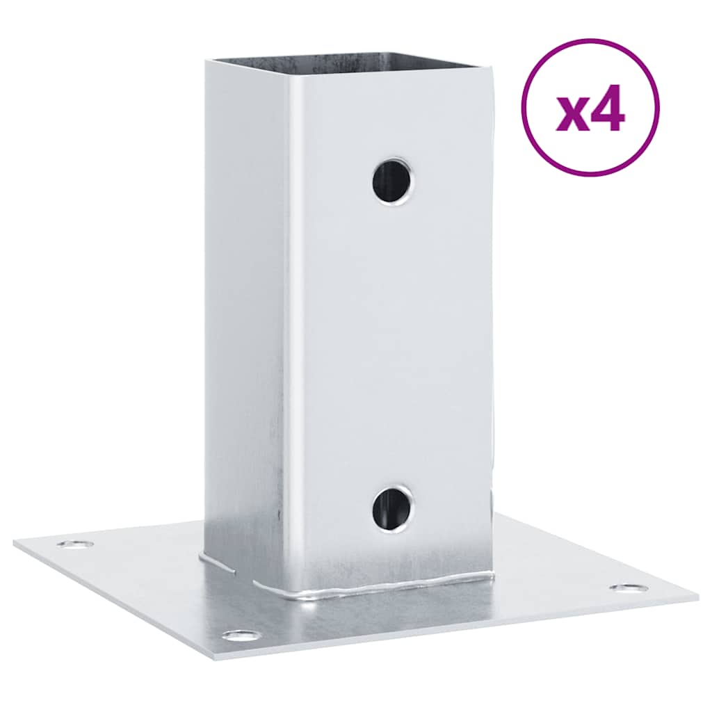 Picchetti quadrati Vidaxl, 4 pz. acciaio zincato, color argento