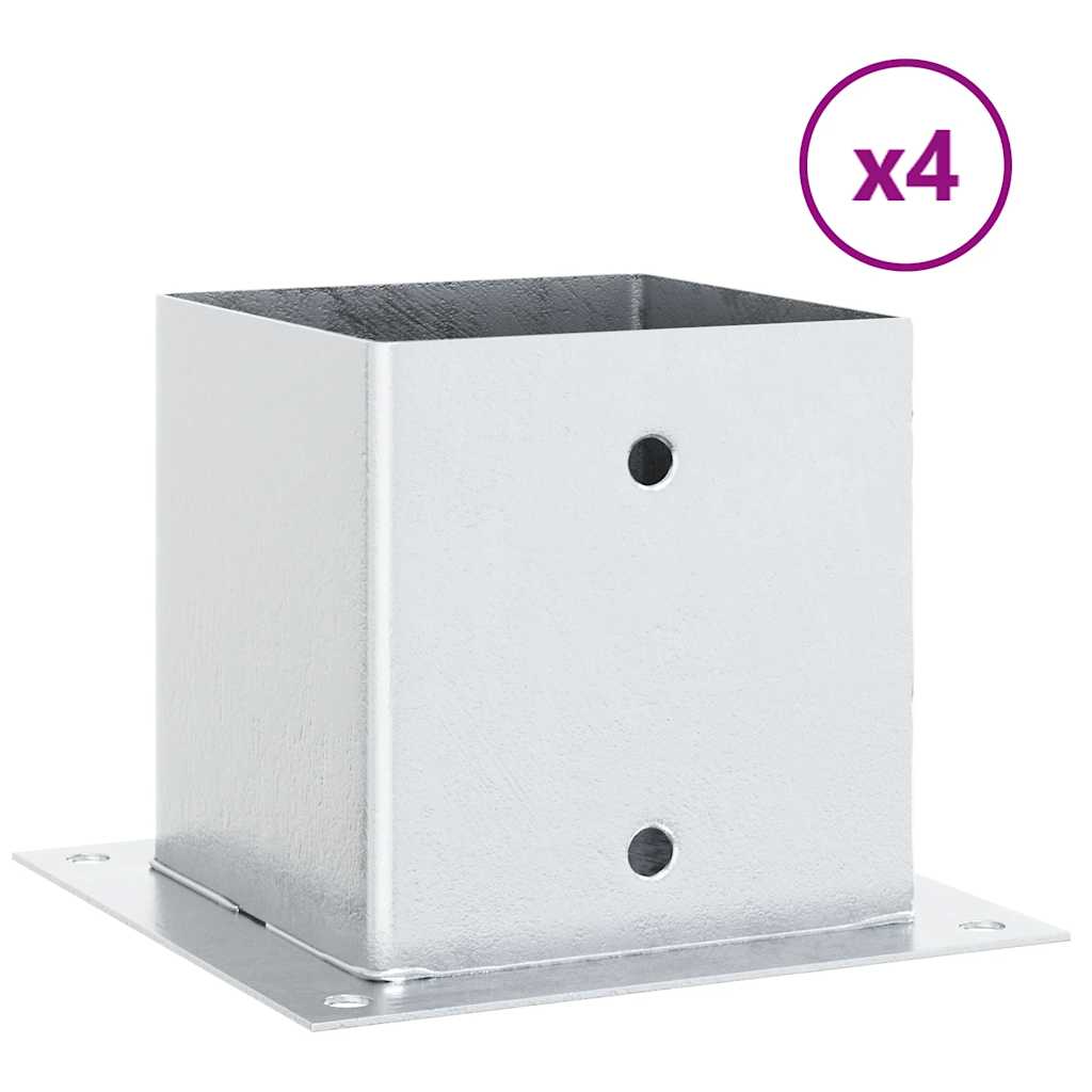 Vidaxl spokkels vierkant 4 st gegalvaniseerd staal zilverkleurig
