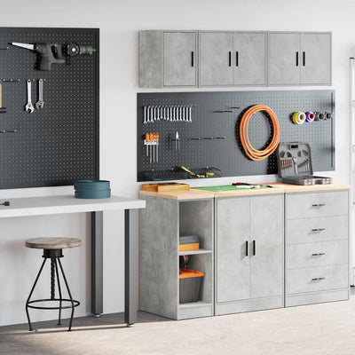 Armadi da garage Vidaxx 2 pezzi in legno composito cemento grigio