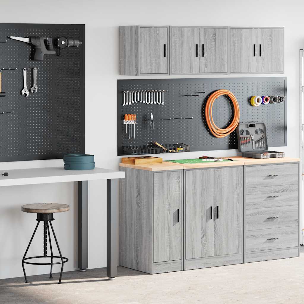 Armadi da garage VidaXL 2 pezzi in legno composito Sonoma grigio