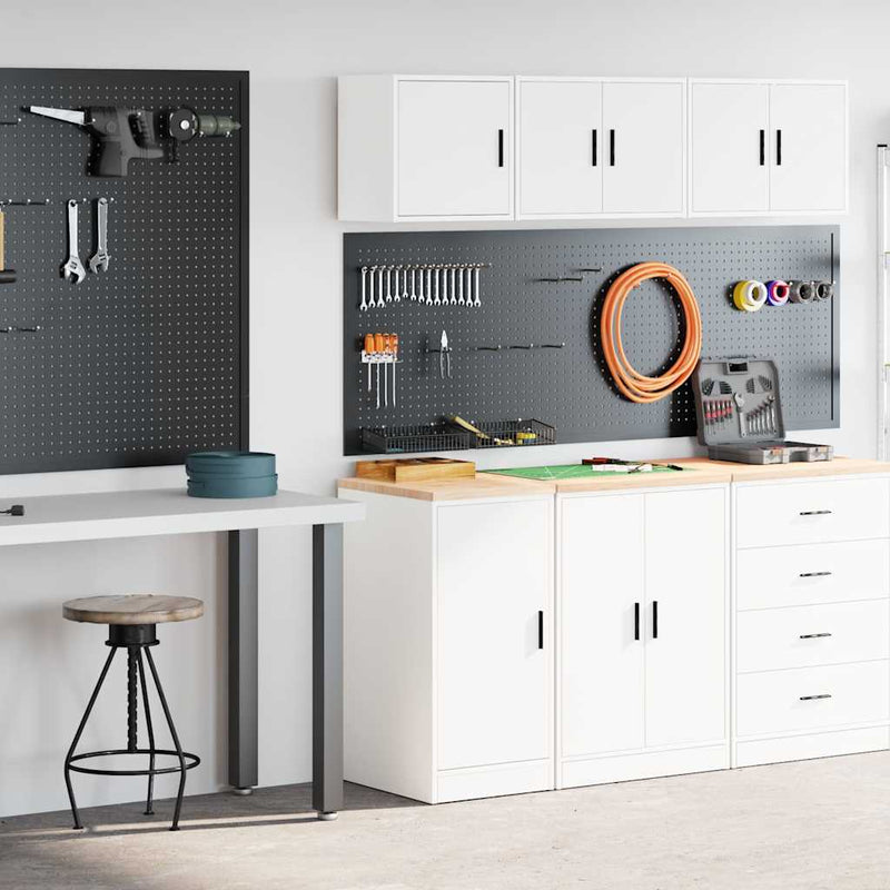 Armadi da garage VidaXL 2 pezzi in truciolato bianco