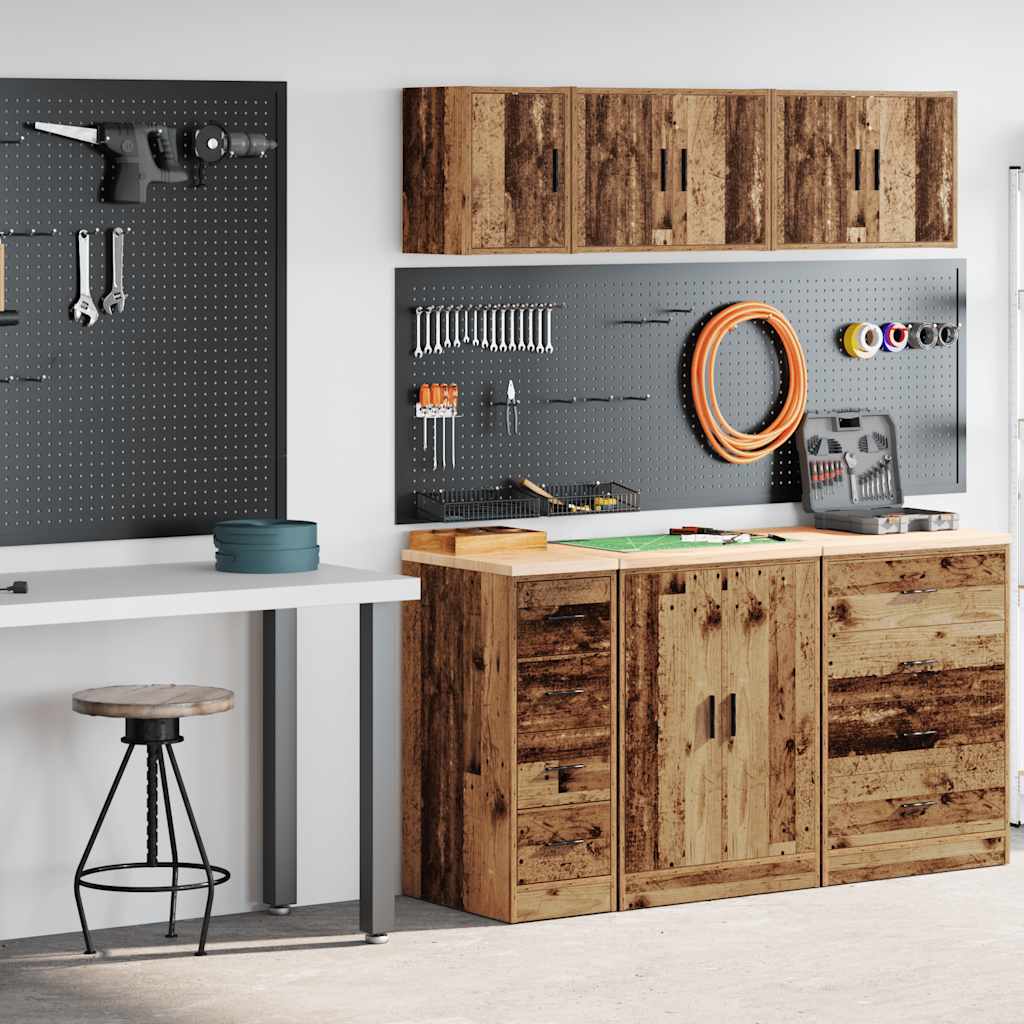 Armadi da garage VidaXL 2 pezzi in legno lavorato, legno vecchio