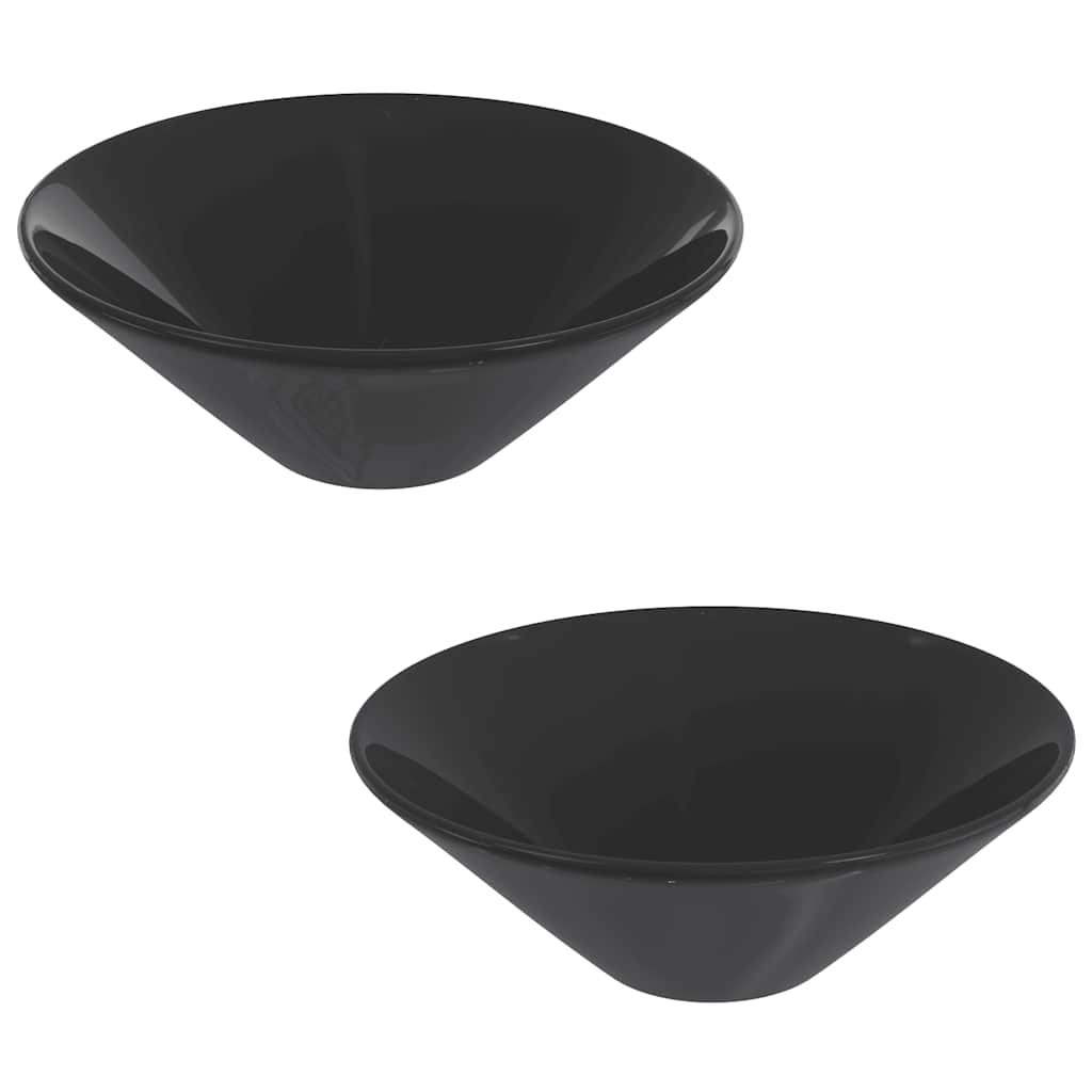 Vidaxl wastafels 2 st ø42x14 cm keramiek glanzend zwart