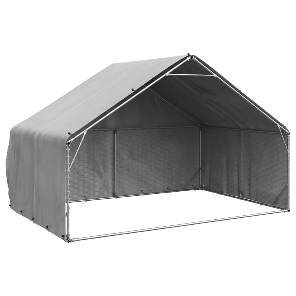 Caseta para perros de exterior vidaxxl con cubierta 3x2x1,9 m acero galvanizado