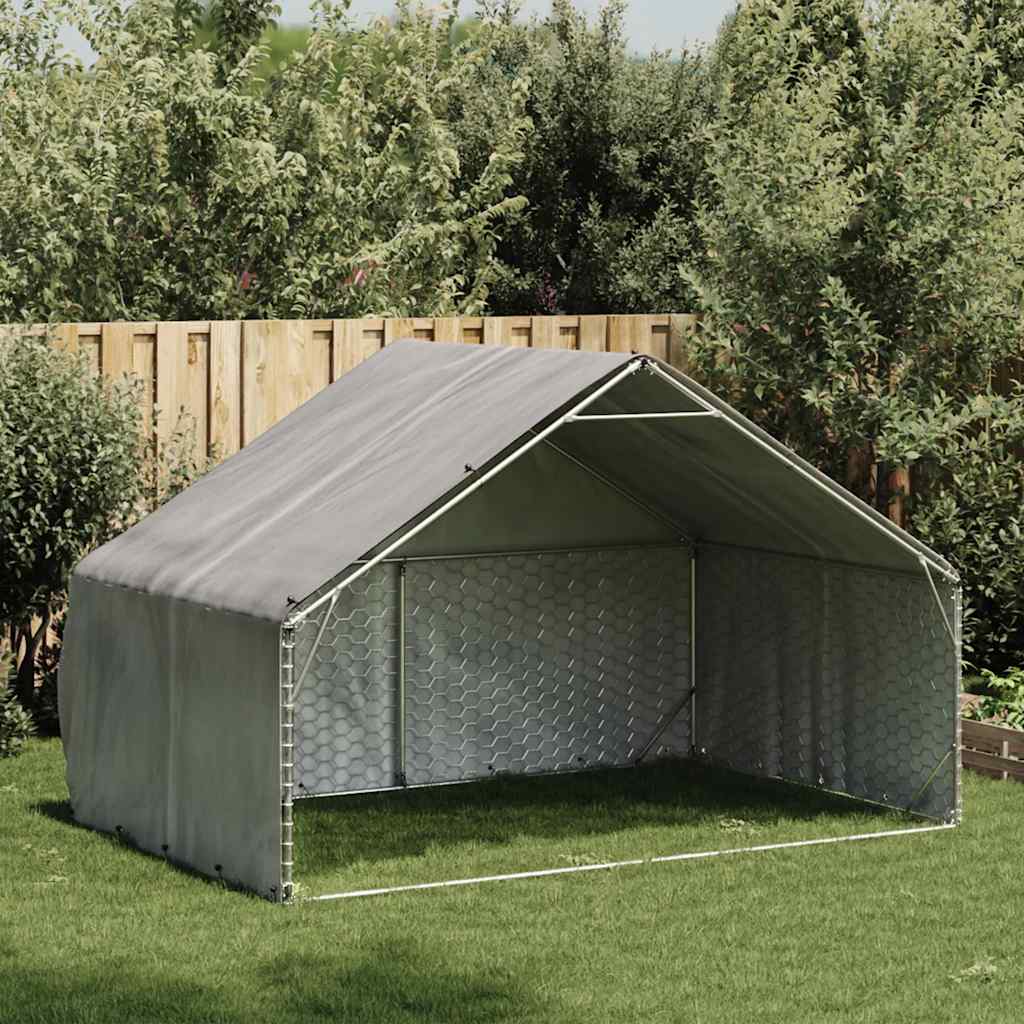 Caseta para perros de exterior vidaxxl con cubierta 3x2x1,9 m acero galvanizado