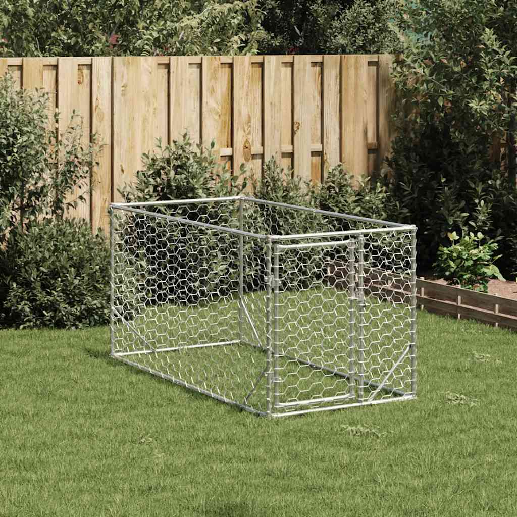 Cuccia per cani da esterno Vidaxxl con porta 2x1x1 m in acciaio zincato