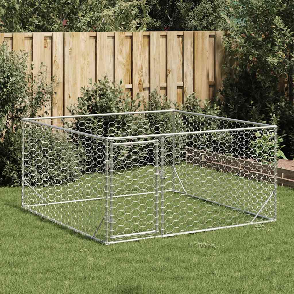Caseta para perros de exterior vidaxxl con puerta 2x2x1 m acero galvanizado