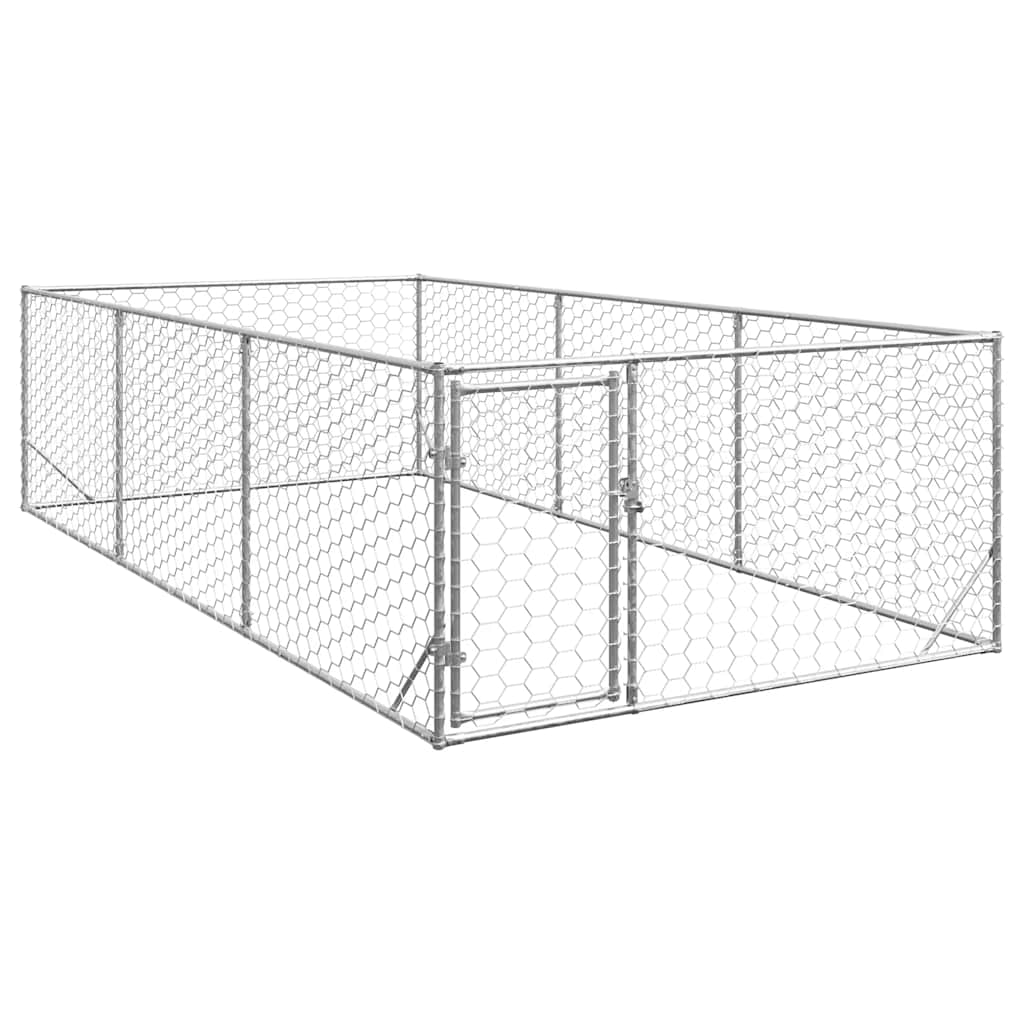 Vidaxl hondenhok voor buiten met deur 2x4x1 m gegalvaniseerd staal