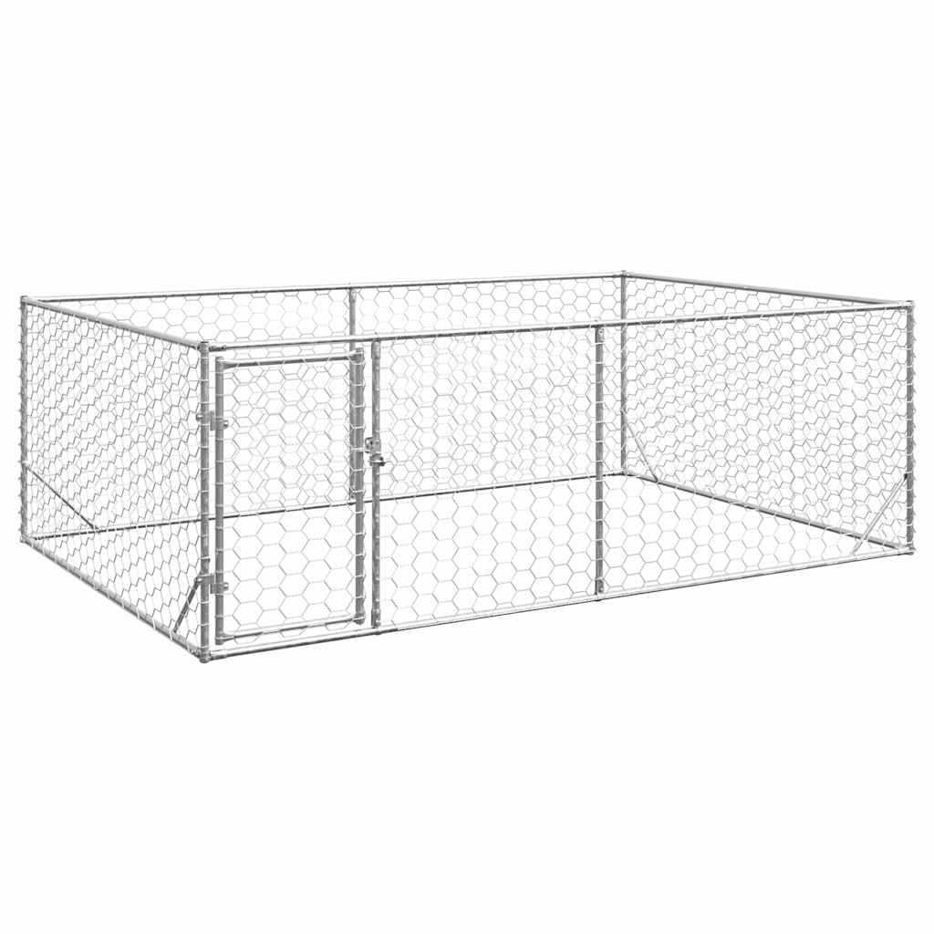 Vidaxl hondenhok voor buiten met deur 3x2x1 m gegalvaniseerd staal