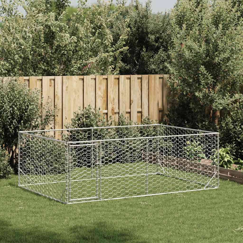 Vidaxl hondenhok voor buiten met deur 3x2x1 m gegalvaniseerd staal
