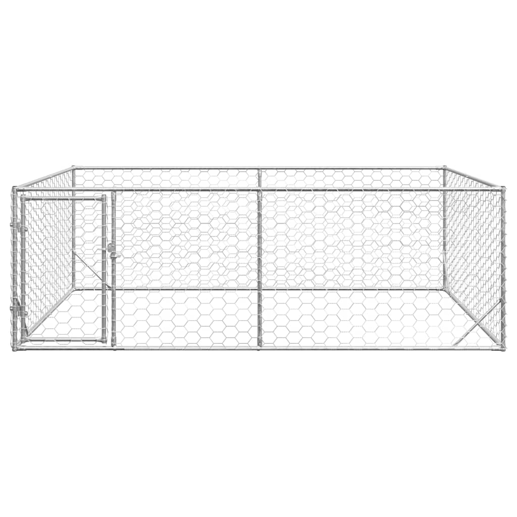 Vidaxl hondenhok voor buiten met deur 3x2x1 m gegalvaniseerd staal