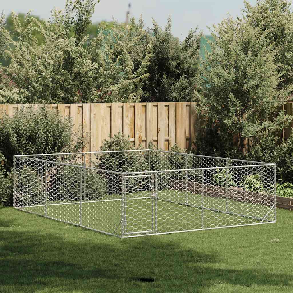 Vidaxl hondenhok voor buiten met deur 3x4x1 m gegalvaniseerd staal