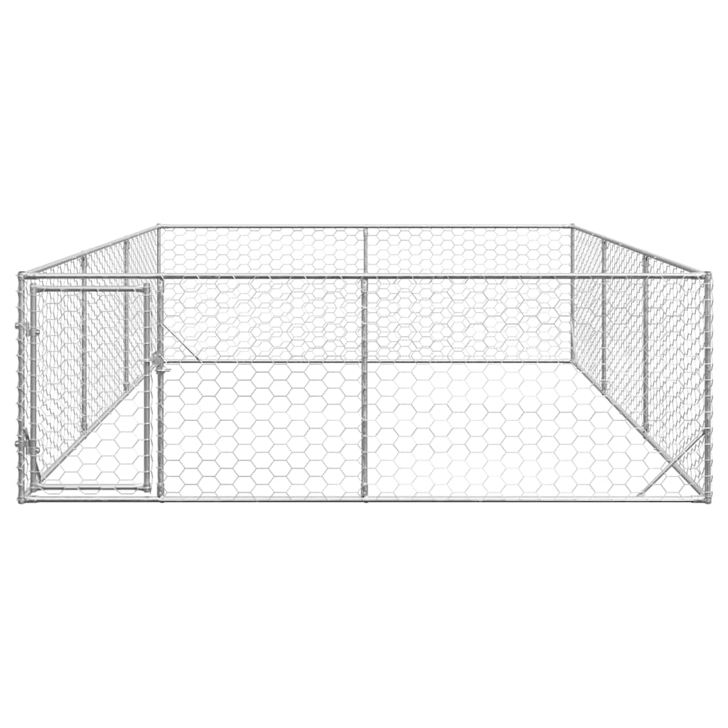 Vidaxl hondenhok voor buiten met deur 3x4x1 m gegalvaniseerd staal
