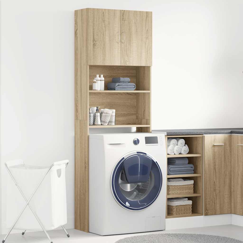 Vidaxl wasmachinekast 64x24x190 cm bewerkt hout en sonoma eikenkleurig