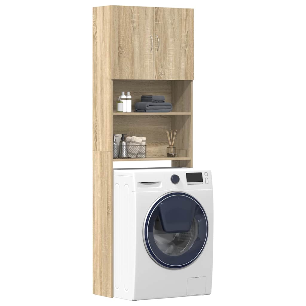 Vidaxl wasmachinekast 64x24x190 cm bewerkt hout en sonoma eikenkleurig