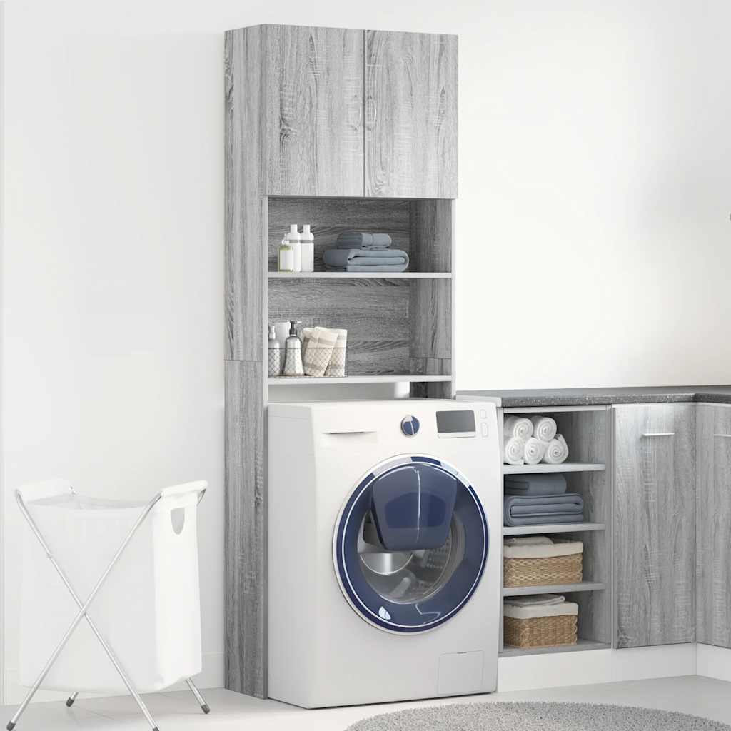 Vidaxl wasmachinekast 64x24x190 cm bewerkt hout grijs sonoma eikenkl