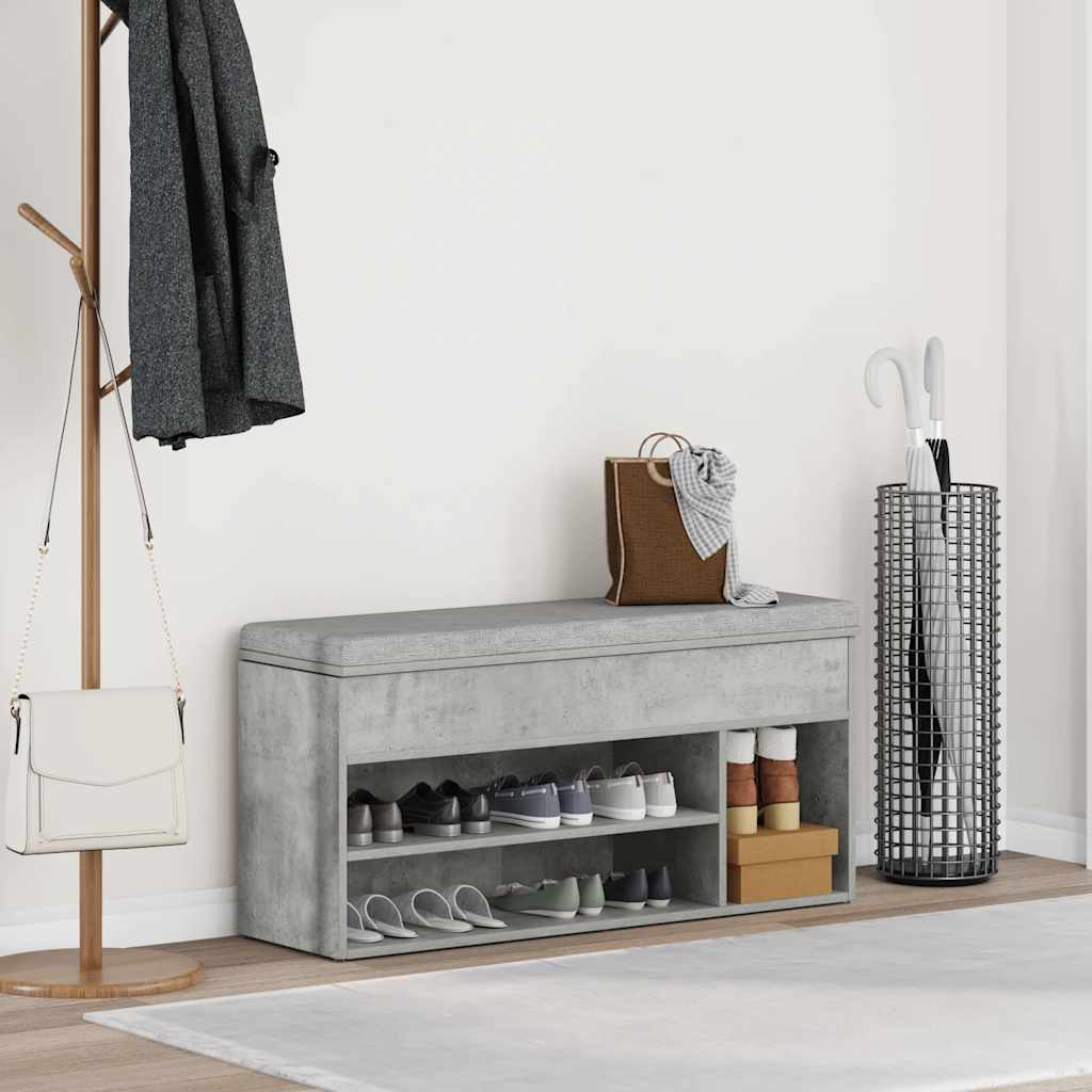Vidaxl banco de regalos 102x30,5x45 cm bewerkt hout betongrijs