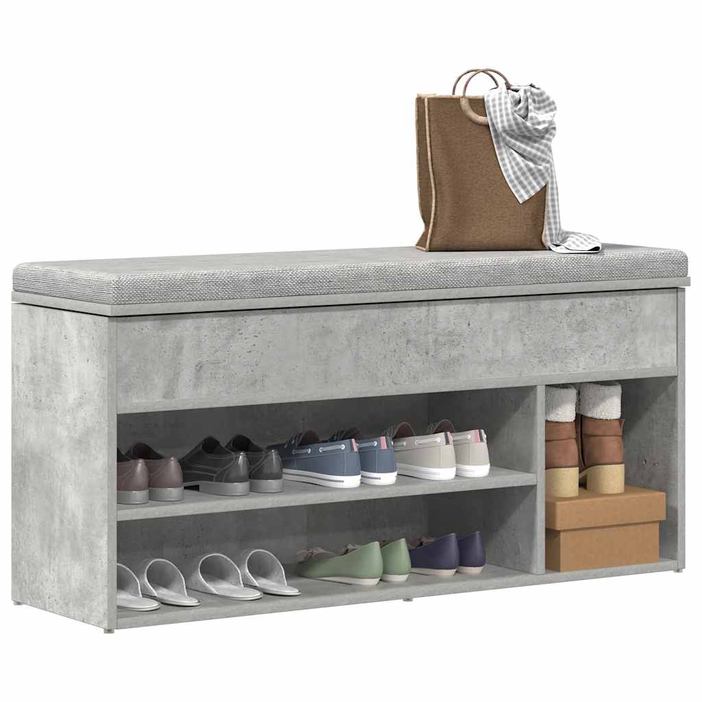 Vidaxl banco de regalos 102x30,5x45 cm bewerkt hout betongrijs