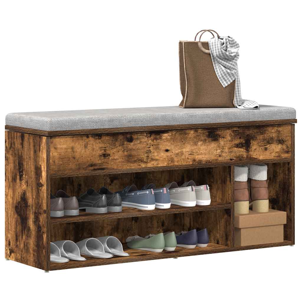 Banco de zapatos Vidaxx 102x30,5x45 cm madera procesada, roble ahumado