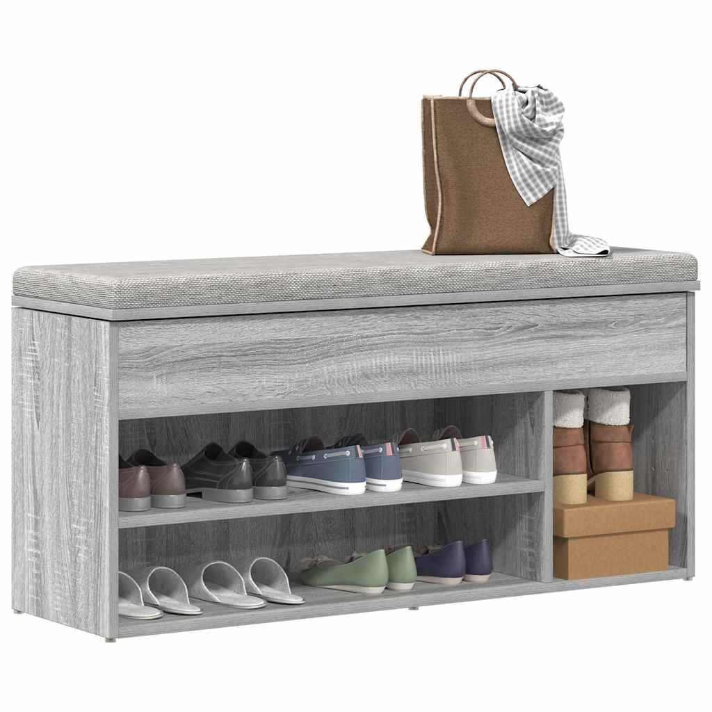 Vidaxx banco zapatero 102x30,5x45cm madera contrachapada color roble sonoma gris
