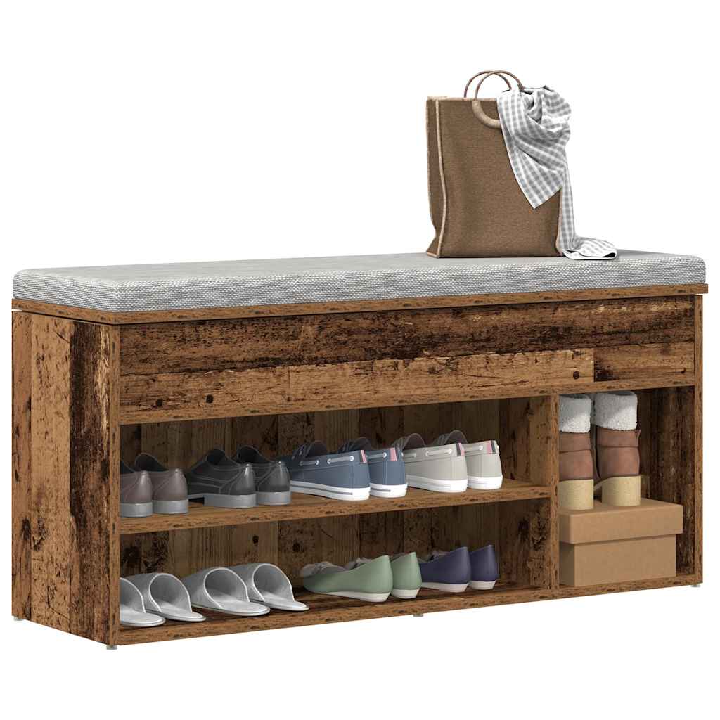 Panca per scarpe Vidaxx 102x30,5x45 cm in legno rifinito, color legno vecchio