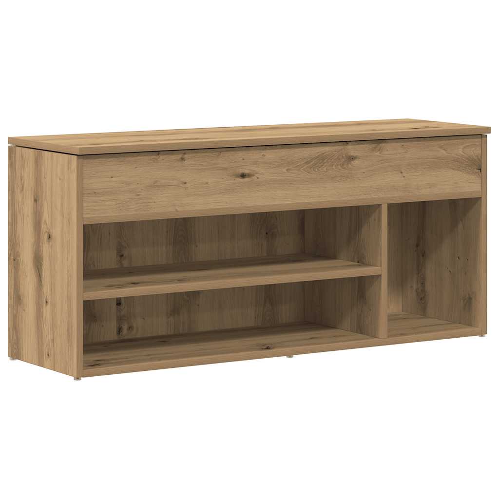 Banco zapatero VidaXL 102x30,5x45 cm madera elaborada, color roble artesanal