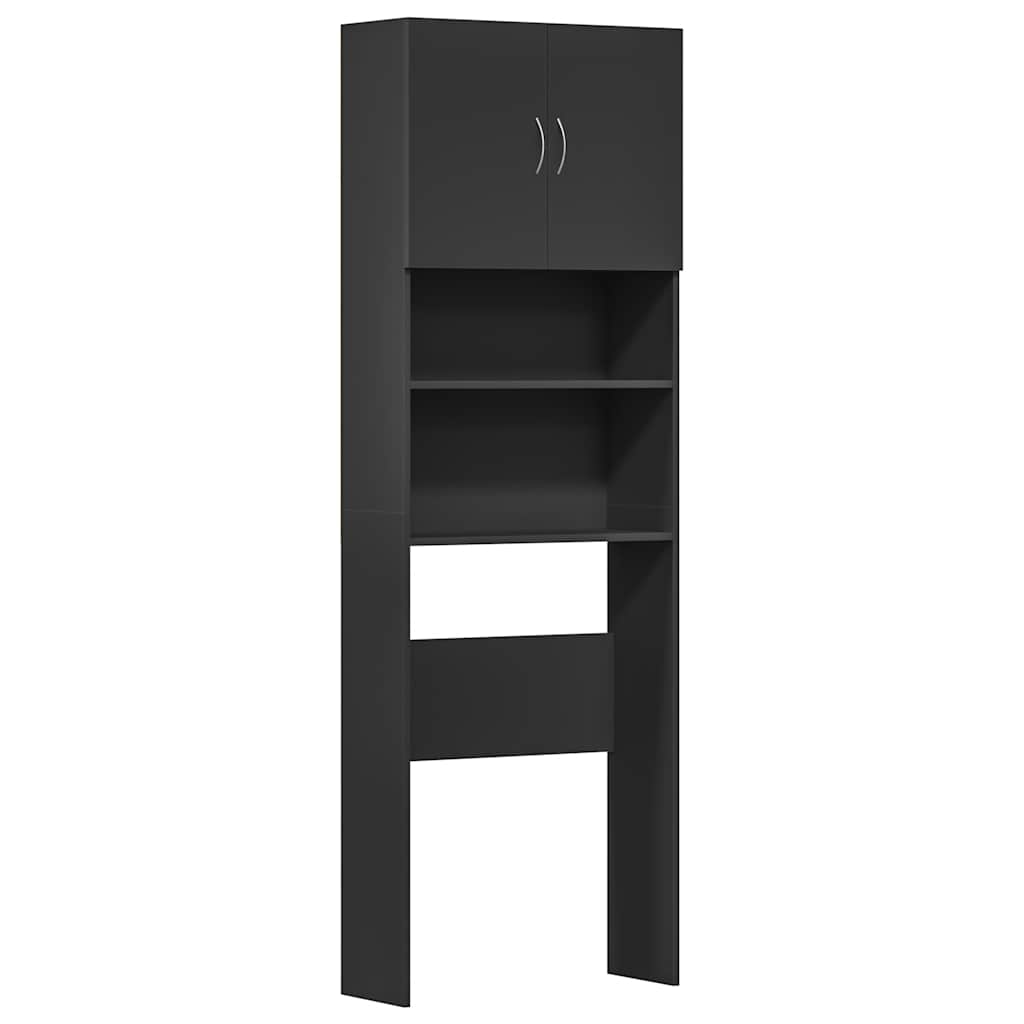 Mobile per lavatrice Vidaxx 64x24x190 cm rifinito in legno nero