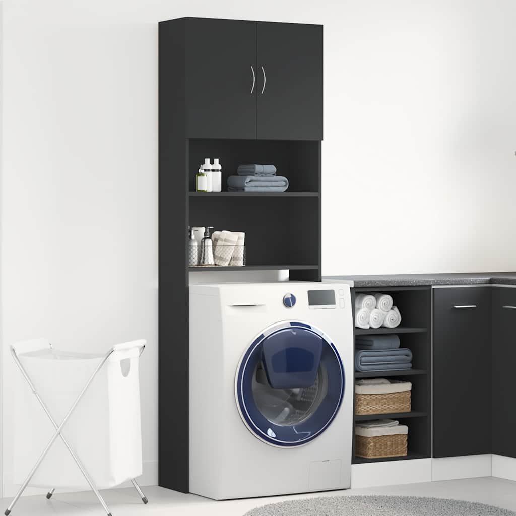 Mobile per lavatrice Vidaxx 64x24x190 cm rifinito in legno nero