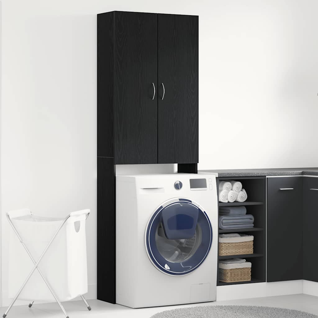 Mobile per lavatrice Vidaxx 64x25,5x190 cm colore rovere nero