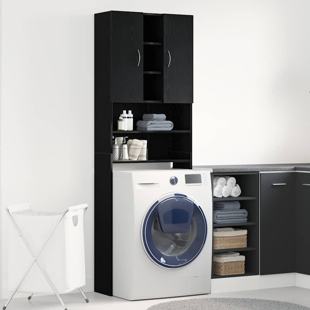 Vidaxl wasmachinekast 64x25,5x190 cm zwart eikenkleur