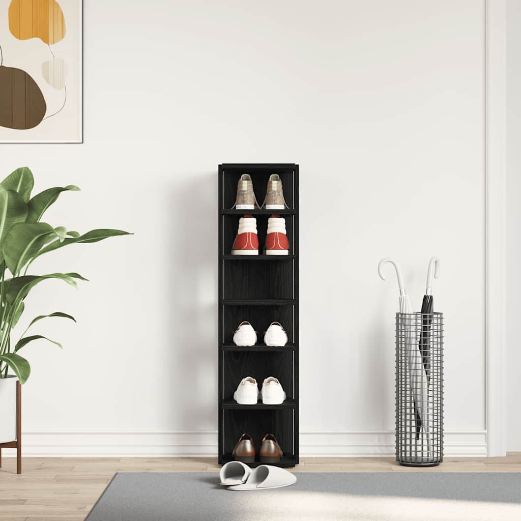 Vidaxl schoenenkast 25x27x102 cm bewerkt hout zwart eikenkleur