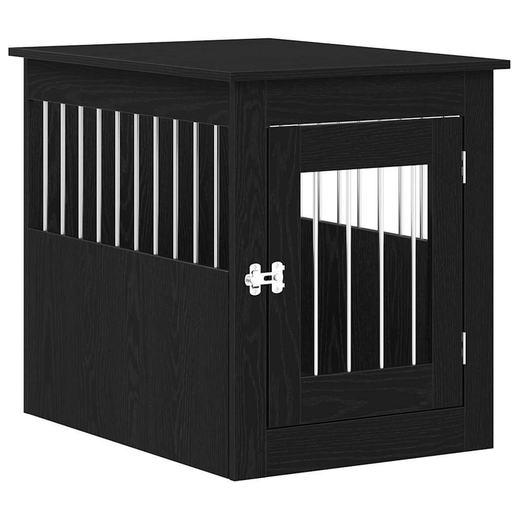 Mueble jaula para perros vidaxxl 55x75x65 cm acabado madera roble negro