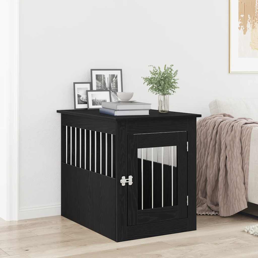 Mueble jaula para perros vidaxxl 55x75x65 cm acabado madera roble negro