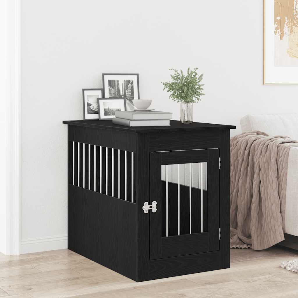 Mueble jaula para perros vidaxxl 55x80x68 cm acabado madera roble negro