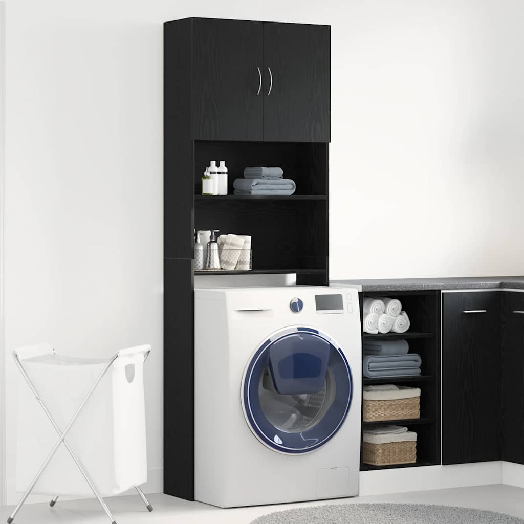 Vidaxl wasmachinekast 64x24x190 cm spaanplaat zwart eikenkleurig
