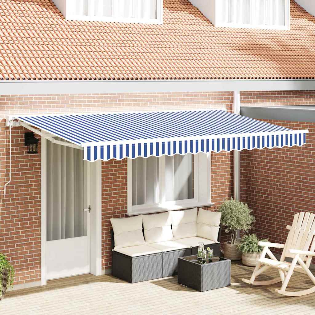 Telo di ricambio Vidaxx per tenda da sole blu e bianco 380 x 195 cm