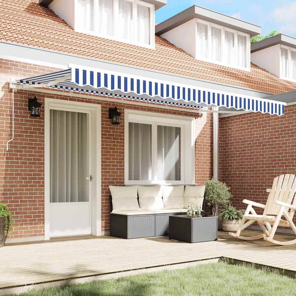 Telo di ricambio Vidaxx per tenda da sole blu e bianco 380 x 195 cm