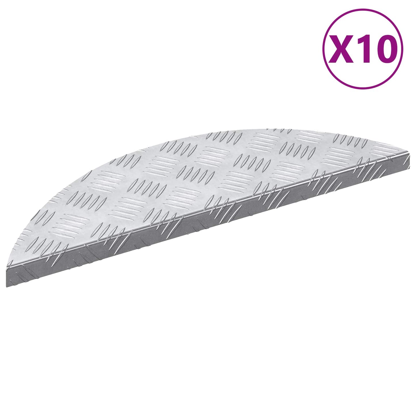 Vidaxl gradino a forma di mezzaluna 10 pz argento 60 x 18 cm alluminio