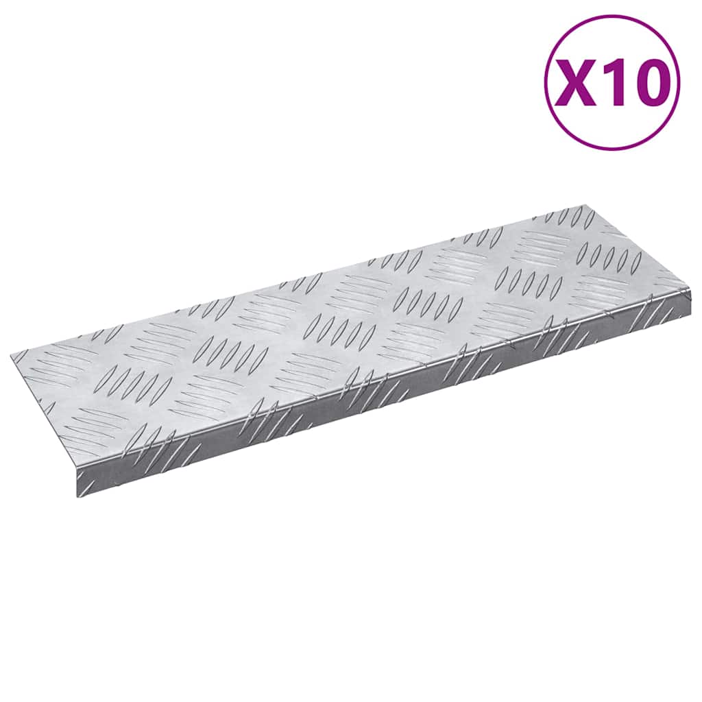 Vidaxx peldaño de escalera rectangular 10 piezas plata 60 x 18 cm aluminio