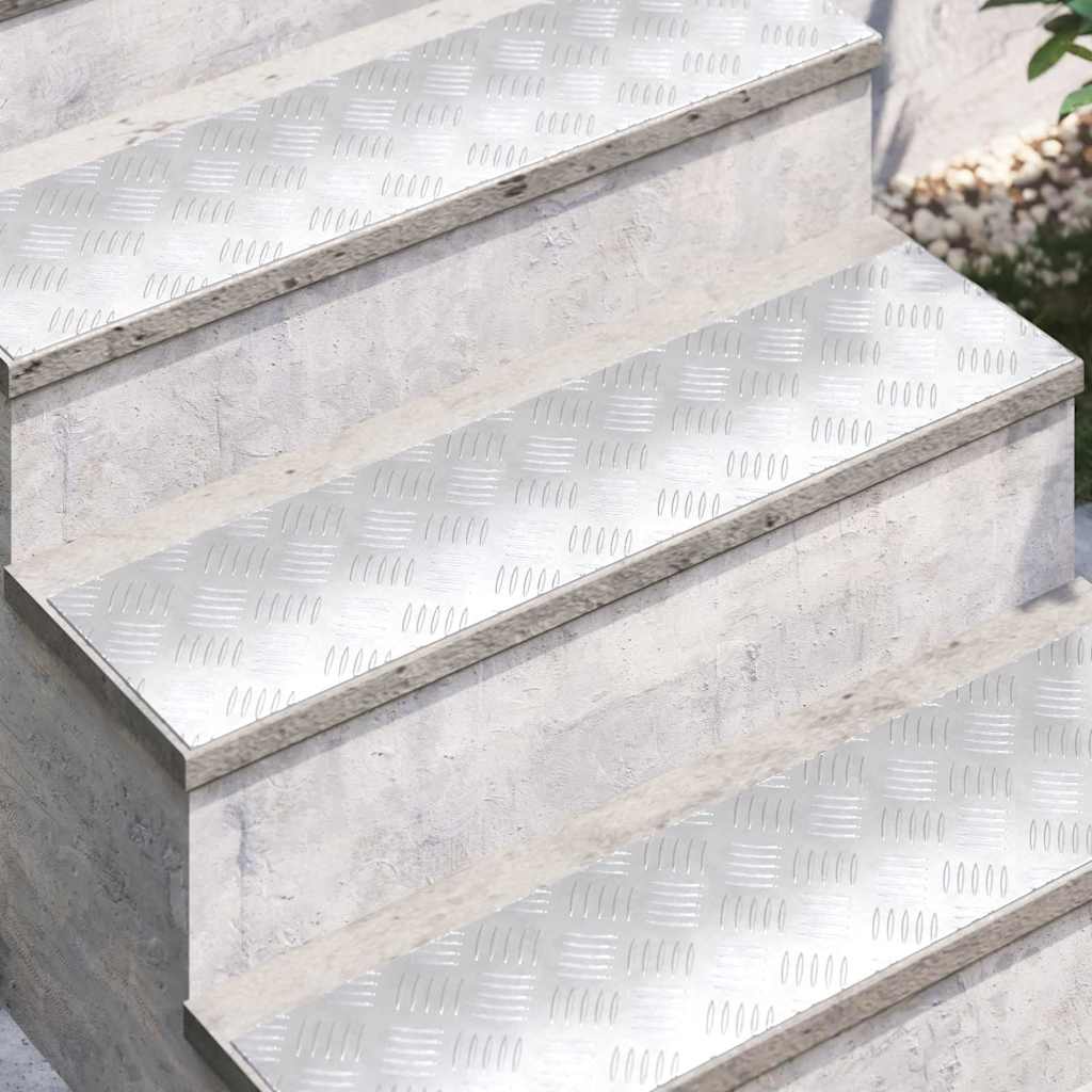 Vidaxx gradino rettangolare 4 pezzi argento 80 x 20 cm alluminio