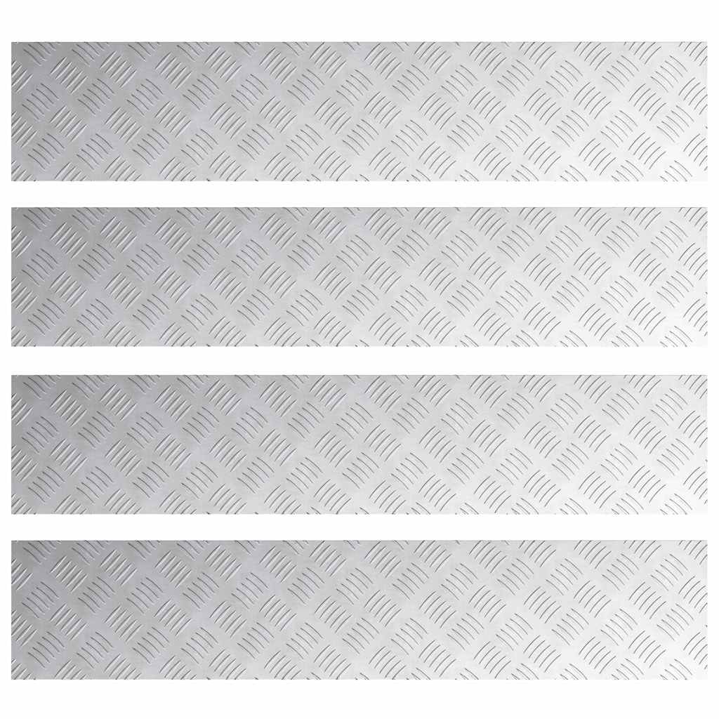 Vidaxx gradino rettangolare 4 pezzi argento 100 x 20 cm alluminio