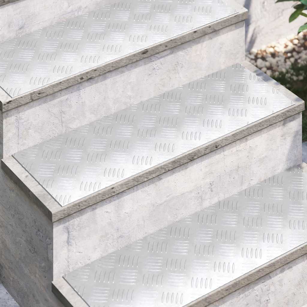 VidaXL gradino rettangolare 2 pezzi argento 75 x 25 cm in alluminio